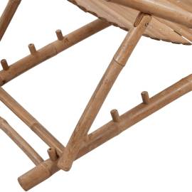 Scaun pliabil de exterior, cu taburet, bambus, 4 image