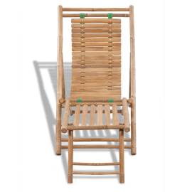 Scaun pliabil de exterior, cu taburet, bambus, 2 image
