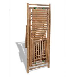 Scaun pliabil de exterior, cu taburet, bambus, 5 image