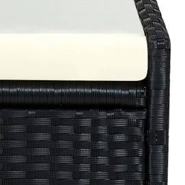Șezlong cu pernă, negru, poliratan, 6 image