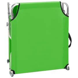 Șezlong pliabil cu copertină, verde, aluminiu, 6 image