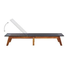 Șezlonguri cu masă, 2 buc., poliratan și lemn masiv de acacia, 5 image