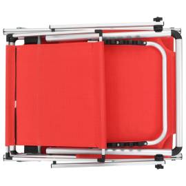 Șezlonguri pliabile cu acoperiș 2 buc. roșu, aluminiu&textilenă, 6 image