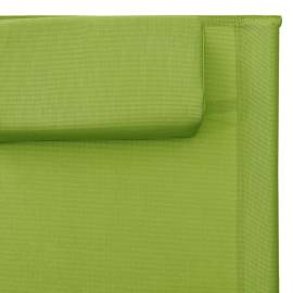 Șezlong din textilenă, verde și gri, 6 image