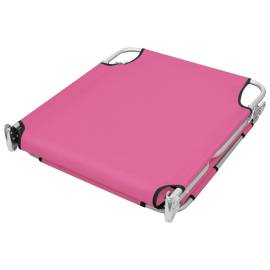 Șezlong pliabil cu tetieră, roz magenta, oțel, 4 image