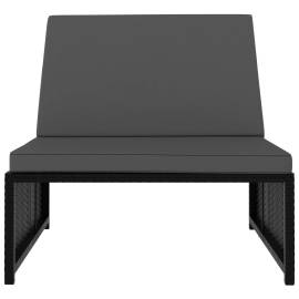 Șezlonguri cu masă, 2 buc., negru, poliratan, 7 image
