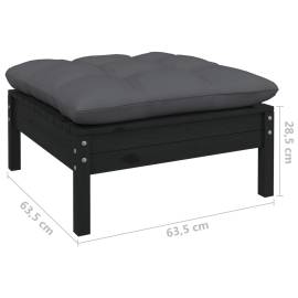 Set mobilier grădină cu perne, 10 piese, negru, lemn masiv pin, 8 image