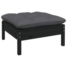 Set mobilier grădină cu perne, 8 piese, negru, lemn masiv pin, 6 image