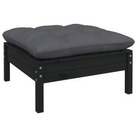 Set mobilier grădină cu perne, 8 piese, negru, lemn masiv pin, 5 image