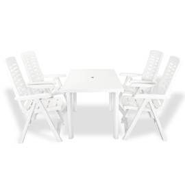 Set mobilier de exterior, 5 piese, alb, plastic