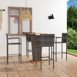 Set mobilier bar de grădină, 5 piese, gri