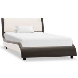 Cadru de pat cu led, gri și alb, 90x200 cm, piele ecologică, 2 image