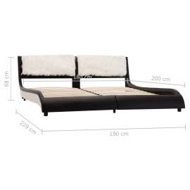 Cadru de pat cu led, negru și alb, 180x200 cm, piele ecologică, 10 image