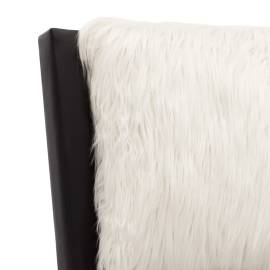 Cadru de pat cu led, negru și alb, 180x200 cm, piele ecologică, 7 image