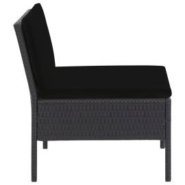 Set mobilier de grădină cu perne, 5 piese, negru, poliratan, 5 image