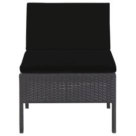 Set mobilier de grădină cu perne, 5 piese, negru, poliratan, 4 image