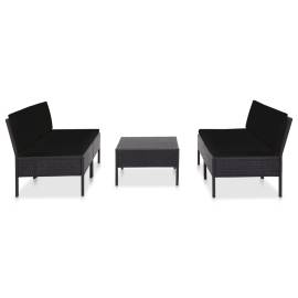 Set mobilier de grădină cu perne, 5 piese, negru, poliratan, 2 image