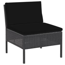 Set mobilier de grădină cu perne, 5 piese, negru, poliratan, 3 image