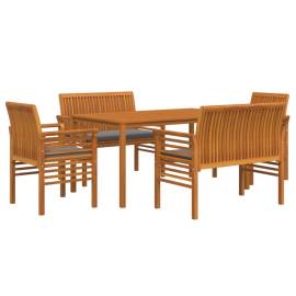 Set mobilier de exterior cu perne, 5 piese, lemn masiv acacia, 3 image