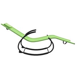 Șezlonguri balansoare,2 buc., verde,oțel și textilenă, 6 image