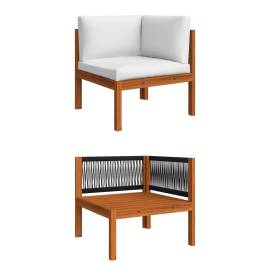 Set mobilier grădină cu perne, crem, 7 piese, lemn masiv acacia, 4 image