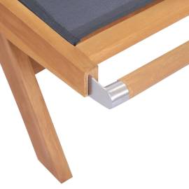 Șezlong pliabil cu roți, lemn masiv de tec și textilenă, 6 image