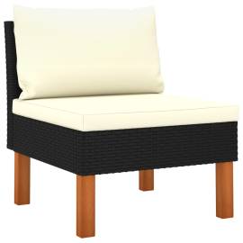 Set mobilier de grădină cu perne, 5 piese, negru, poliratan, 8 image