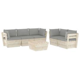 Set mobilier grădină din paleți, 6 piese, cu perne, lemn molid, 2 image