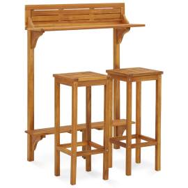 Set mobilier bar de balcon, 3 piese, lemn masiv de acacia, 2 image
