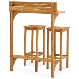 Set mobilier bar de balcon, 3 piese, lemn masiv de acacia, 5 image