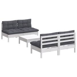 Set mobilier de grădină cu perne antracit, 5 piese, lemn pin, 3 image