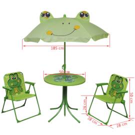 Set bistro pentru copii de grădină, cu umbrelă, 3 piese, verde, 6 image