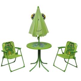 Set bistro pentru copii de grădină, cu umbrelă, 3 piese, verde, 2 image