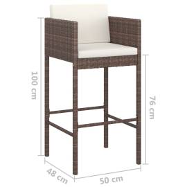 Set mobilier bar de grădină, cu perne, 3 piese, maro, poliratan, 8 image