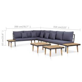 Set mobilier de grădină 7 locuri, perne, maro lemn masiv acacia, 8 image