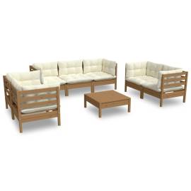 Set mobilier de grădină cu perne, 8 piese, lemn masiv de pin, 2 image