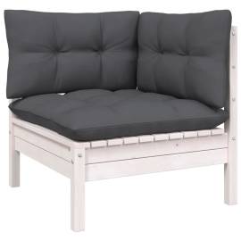 Set mobilier grădină cu perne, 10 piese, alb, lemn de pin, 4 image