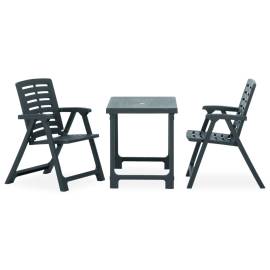 Set mobilier de bistro pliabil, 3 piese, verde, plastic, 2 image