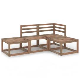 Set mobilier de grădină, 4 piese, maro, lemn de pin tratat