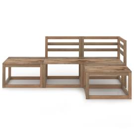 Set mobilier de grădină, 4 piese, maro, lemn de pin tratat, 2 image