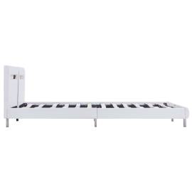 Cadru de pat cu led, alb, 180 x 200 cm, piele artificială, 5 image