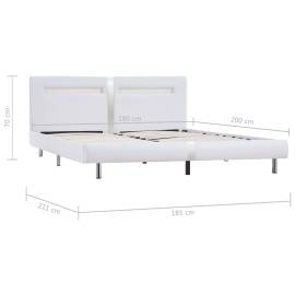 Cadru de pat cu led, alb, 180 x 200 cm, piele artificială, 8 image
