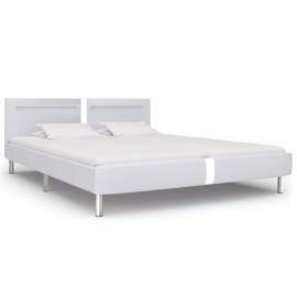 Cadru de pat cu led, alb, 180 x 200 cm, piele artificială, 2 image