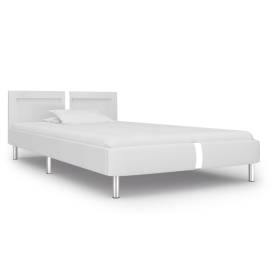 Cadru de pat cu led, alb, 90 x 200 cm, piele artificială, 2 image