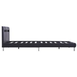 Cadru de pat cu led, negru, 140 x 200 cm, piele artificială, 5 image
