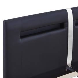 Cadru de pat cu led, negru, 140 x 200 cm, piele artificială, 6 image
