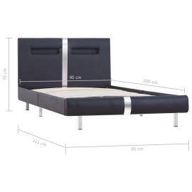 Cadru de pat cu led, negru, 90 x 200 cm, piele artificială, 8 image