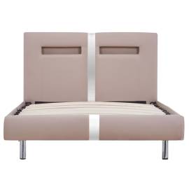 Cadru pat cu led, cappuccino, 90x200 cm, piele artificială, 4 image