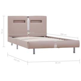 Cadru pat cu led, cappuccino, 90x200 cm, piele artificială, 8 image