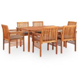 Set mobilier de exterior cu perne 7 piese, lemn masiv de acacia